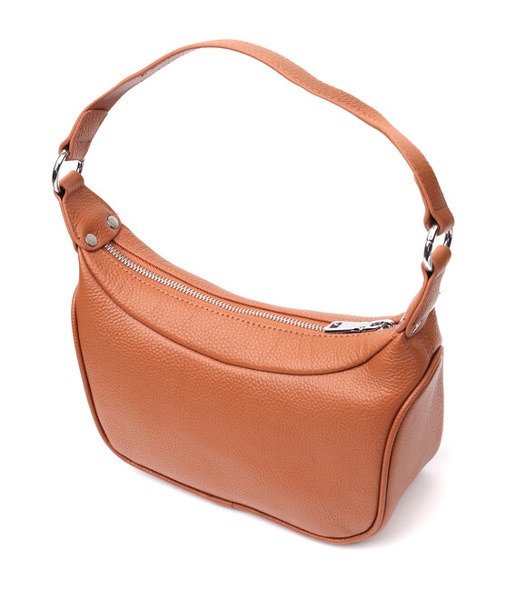 Женская сумка полукруглого формата с одной ручкой из натуральной кожи Vintage 22413 Коричневая фото, картинка, изображение