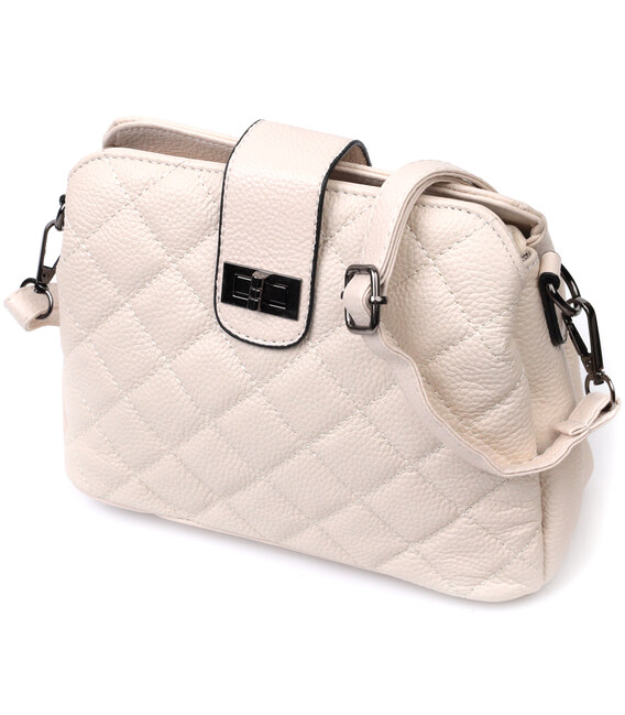 Изысканная сумка для стильных женщин из натуральной кожи Vintage 22414 Белая фото, картинка, изображение