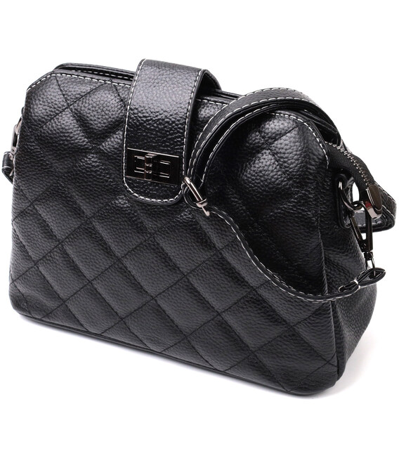 Замечательная сумка для стильных женщин из натуральной кожи Vintage 22415 Черная фото, картинка, изображение