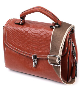 Жіноча шкіряна сумка із защіпкою для міста та щоденного використання Vintage 22417 Коричнева картинка, зображення, фото