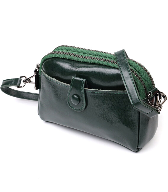 Шкіряна жіноча сумка з глянсовою поверхнею з Vintage 22420 Зелений картинка, зображення, фото