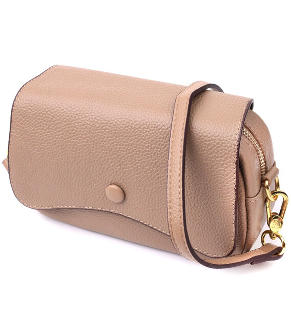 Стильна сумка жіноча з клапаном з натуральної шкіри Vintage 22432 Бежевий картинка, зображення, фото