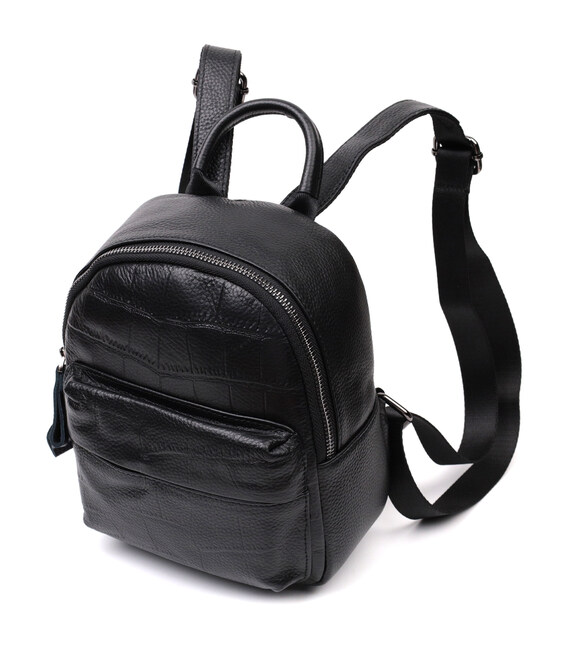 Компактный стильный рюкзак из натуральной кожи Vintage 22434 Черный фото, картинка, изображение
