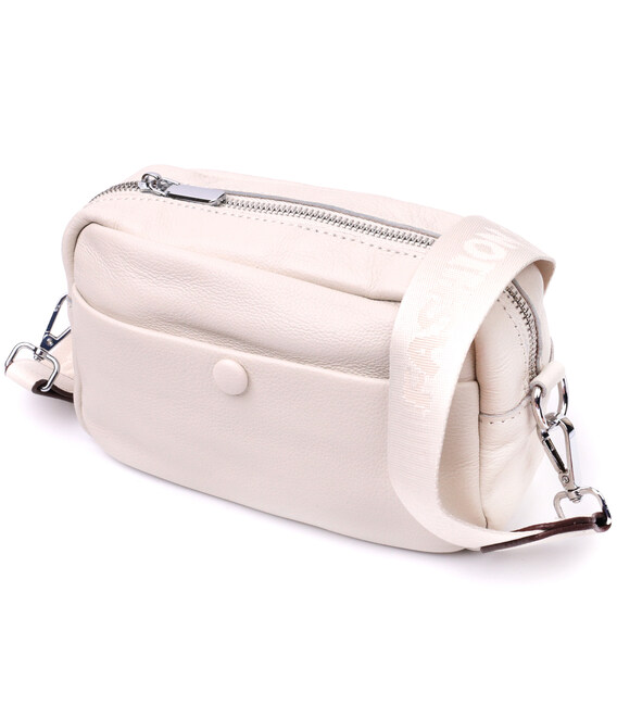 Качественная сумка для женщин из натуральной мягкой кожи Vintage 22438 Белая фото, картинка, изображение