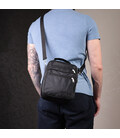 Текстильна чоловіча сумка через плече для документів та міста FABRA 22579 Чорна картинка, зображення, фото