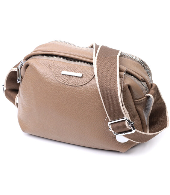 Сумка на каждый день с двумя отделениями из натуральной кожи Vintage 22594 Бежевый фото, картинка, изображение