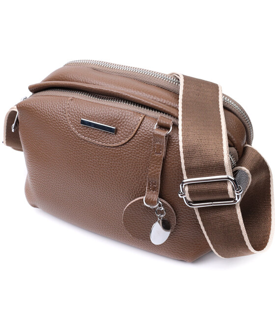 Модная сумка на каждый день с двумя отделениями из натуральной кожи Vintage 22596 Коричневый фото, картинка, изображение