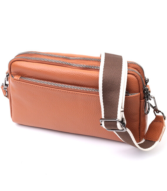 Вместительная сумка для женщин с карманами из натуральной кожи Vintage 22601 Коричневая фото, картинка, изображение