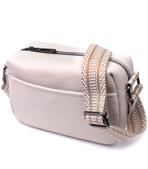 Женская сумка на одно отделение из натуральной кожи Vintage 22602 Белая фото, картинка, изображение