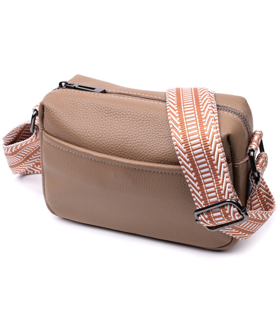 Небольшая сумка на одно отделение для стильных женщин из натуральной кожи Vintage 22604 Бежевая фото, картинка, изображение