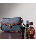 Сумка жіноча з фактурним клапаном із натуральної шкіри Vintage 22622 Синя картинка, зображення, фото