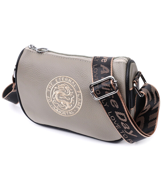 Красива жіноча сумка з вишивкою на лицьовій стороні з натуральної шкіри Vintage 22626 Сіра картинка, зображення, фото