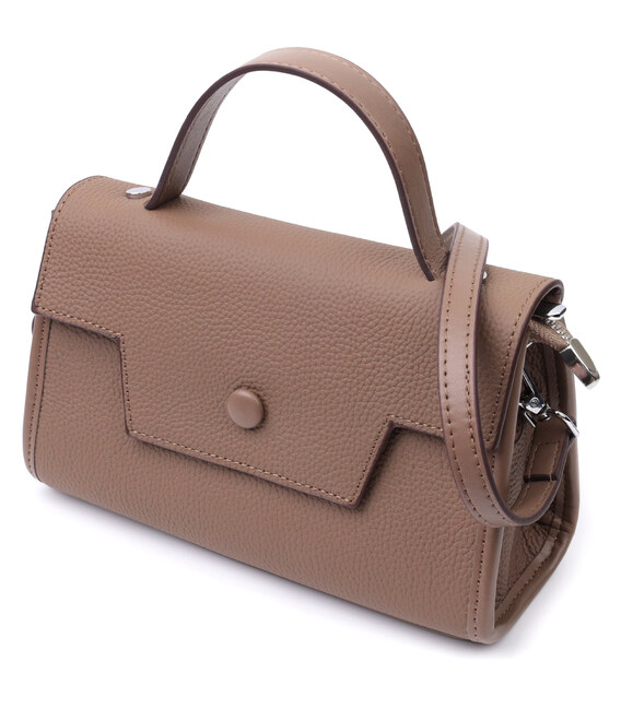 Жіноча сумка з геометричним клапаном з натуральної шкіри Vintage 22630 Коричнева картинка, зображення, фото