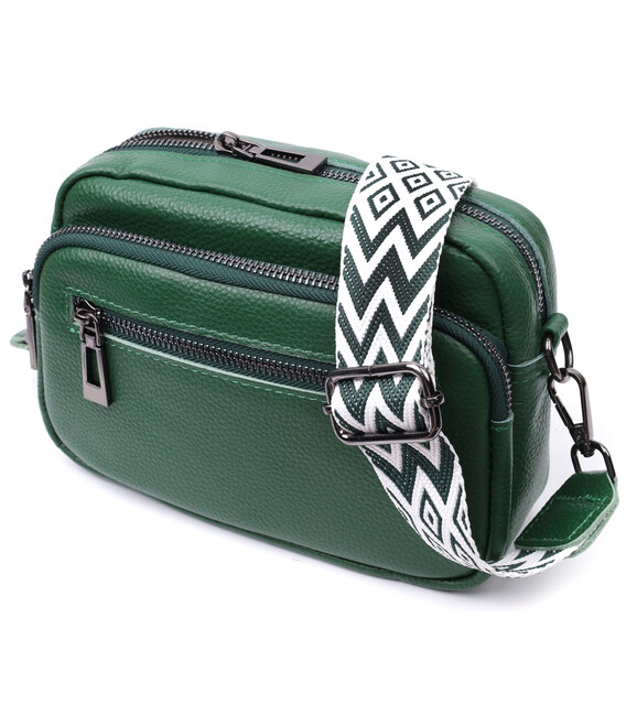 Яркая женская сумка с накладным карманом из натуральной кожи Vintage 22639 Зеленая фото, картинка, изображение