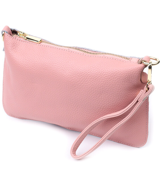 Красивая женская сумка-клатч с двумя ремнями из натуральной кожи Vintage 22644 Розовая фото, картинка, изображение