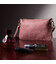 Красива жіноча сумка-клатч з двома ременями з натуральної шкіри Vintage 22644 Рожева картинка, зображення, фото