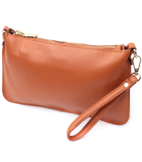 Универсальная женская сумка-клатч с двумя ремнями из натуральной кожи Vintage 22645 Рыжая фото, картинка, изображение