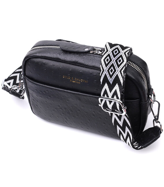 Фактурна сумка для жінок з натуральної шкіри Vintage 22659 Чорна картинка, зображення, фото