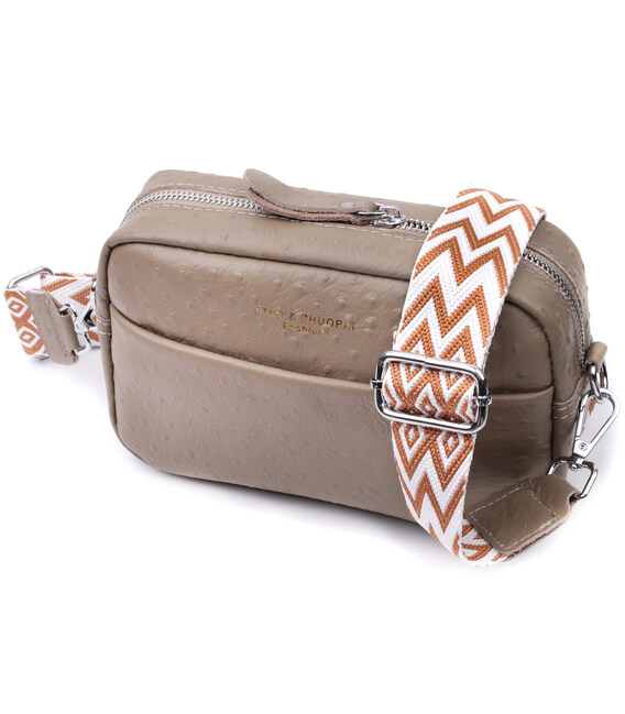 Стильная сумка для женщин из фактурной натуральной кожи Vintage 22662 Бежевая фото, картинка, изображение