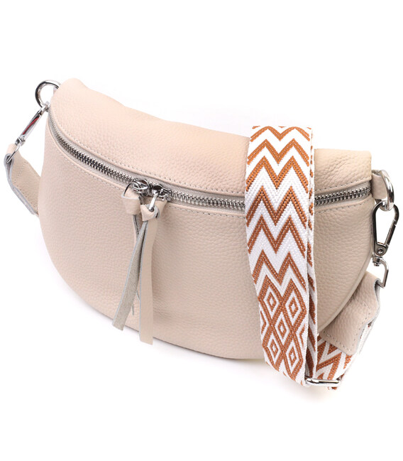 Кожаная сумка для женщин через плечо с мини кошельком Vintage 22664 Белая фото, картинка, изображение