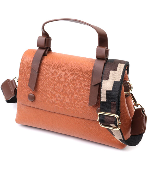 Элегантная сумка для женщин с короткой ручкой из натуральной кожи Vintage 22669 Рыжая фото, картинка, изображение