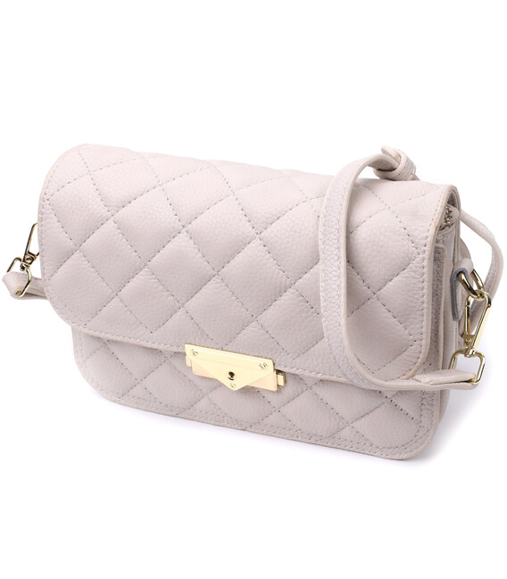 Утонченная женская сумка с оригинальной защелкой из натуральной кожи Vintage 22672 Белая фото, картинка, изображение