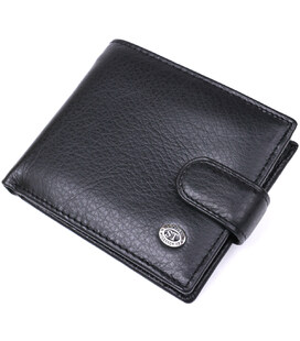 Чоловічий шкіряний купюрник для карток купюр та монет ST Leather 18308 Чорний картинка, зображення, фото
