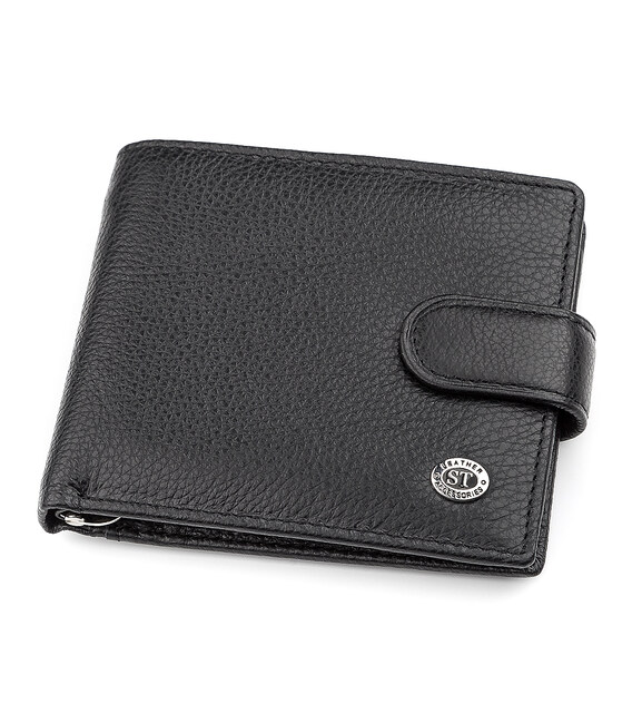 Мужской кошелек ST Leather 18309 (ST113-1) с зажимом для денег Черный фото, картинка, изображение