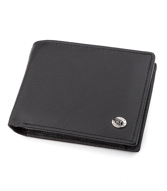 Мужской кошелек ST Leather 18327 (ST108) из натуральной кожи Черный фото, картинка, изображение