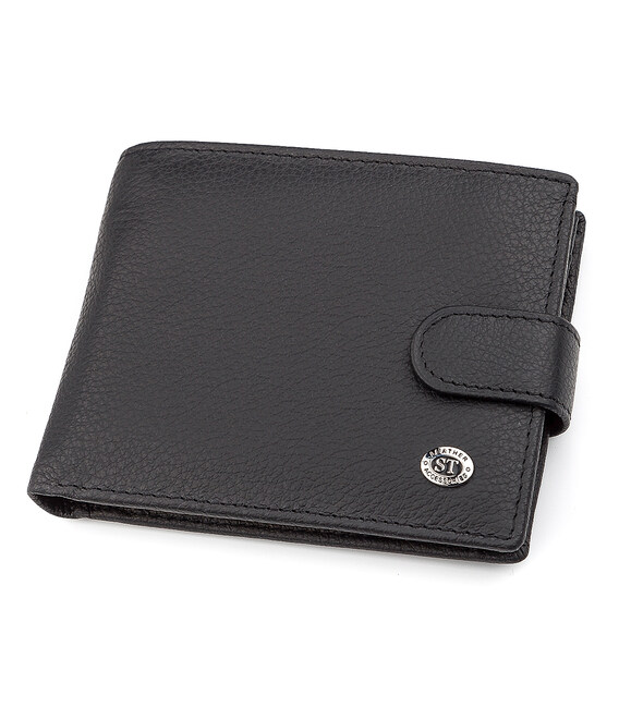 Мужской кошелек ST Leather 18328 (ST137) итальянская кожа Черный фото, картинка, изображение