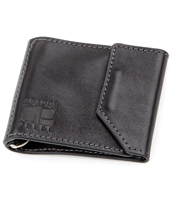 Зажим для денег из итальянской кожи GRANDE PELLE 11149 Черный фото, картинка, изображение