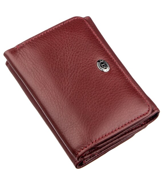 Компактный женский бумажник на кнопке ST Leather 18885 Темно-красный фото, картинка, изображение