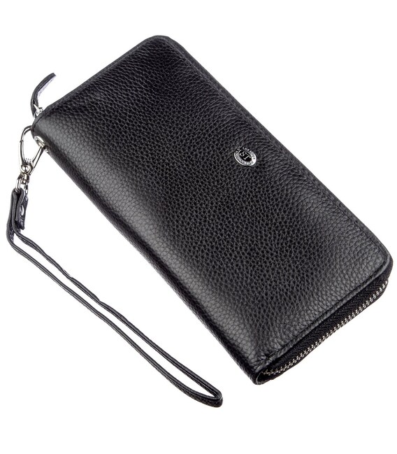 Кожаный женский клатч на молнии ST Leather 18933 Черный фото, картинка, изображение