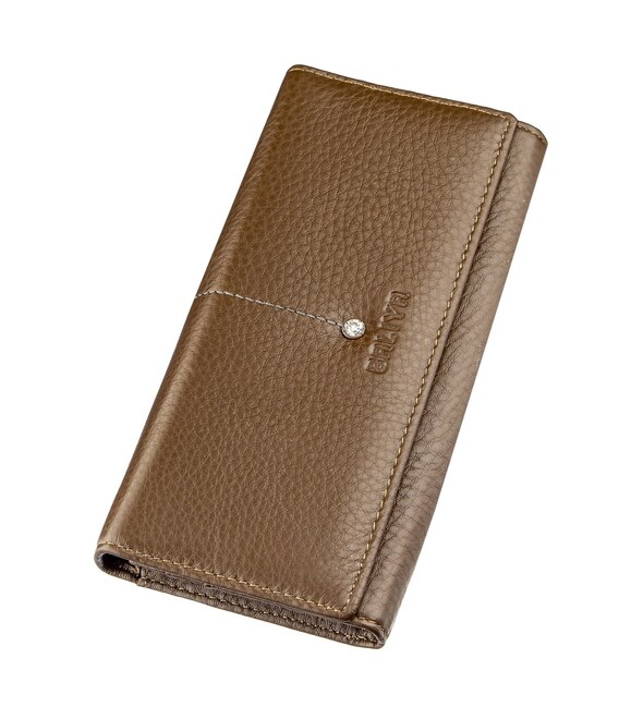 Кошелек горизонтальный со стразом женский кожаный BALIYA 18977 Коричневый фото, картинка, изображение