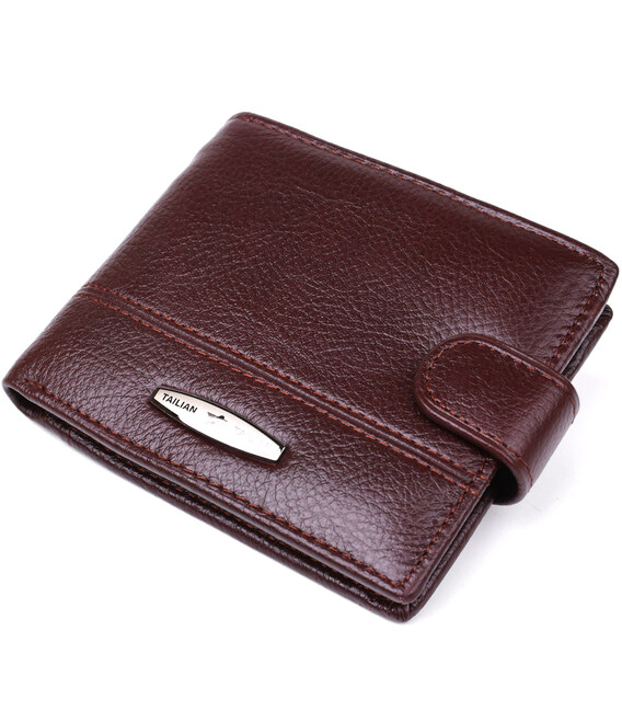 Кошелек горизонтальный мужской флотар кожаный TAILIAN 19009 Коричневый фото, картинка, изображение