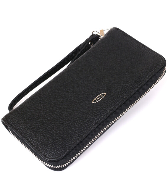 Гаманець жіночий на одну блискавку з екокожі флотар KIVI 19014 Чорний картинка, зображення, фото