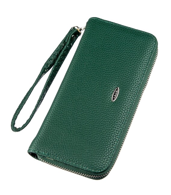 Кошелек женский на одну молнию из экокожи флотар KIVI 19017 Зеленый фото, картинка, изображение