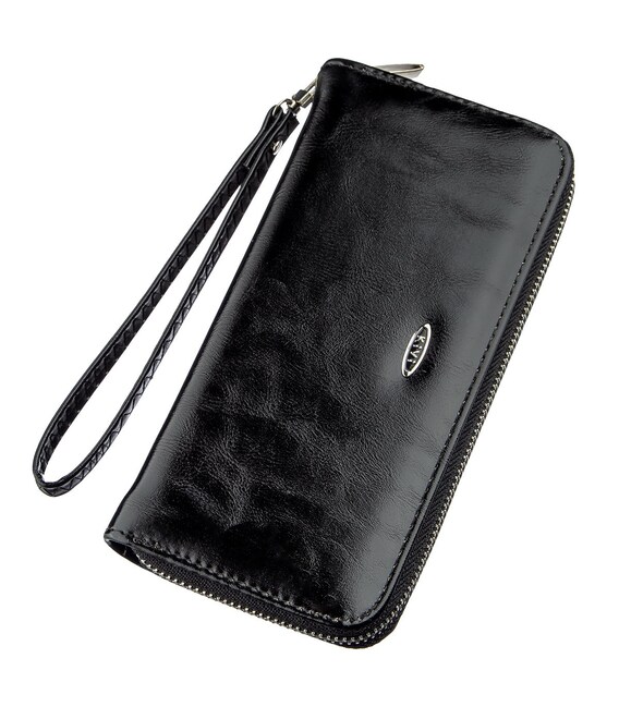 Кошелек женский на одну молнию из экокожи гладкий KIVI 19040 Черный фото, картинка, изображение