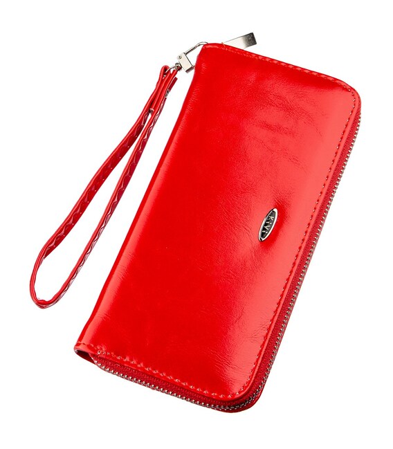 Кошелек женский на одну молнию из экокожи гладкий KIVI 19041 Красный фото, картинка, изображение
