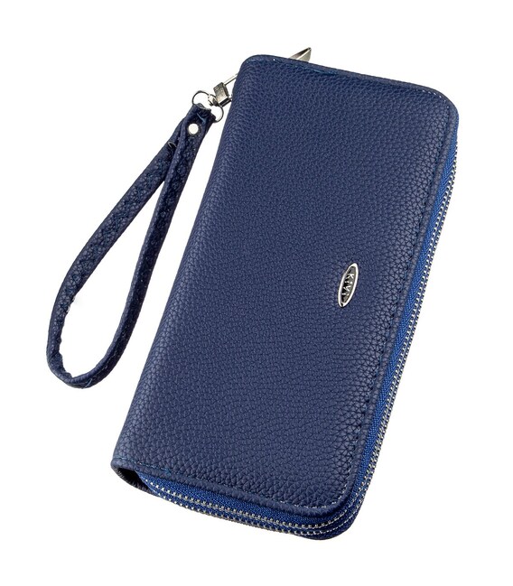 Кошелек женский из зернистой экокожи KIVI 19046 Синий фото, картинка, изображение