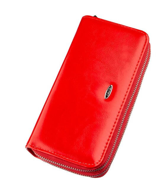 Кошелек женский из гладкой экокожи KIVI 19055 Ярко-красный фото, картинка, изображение