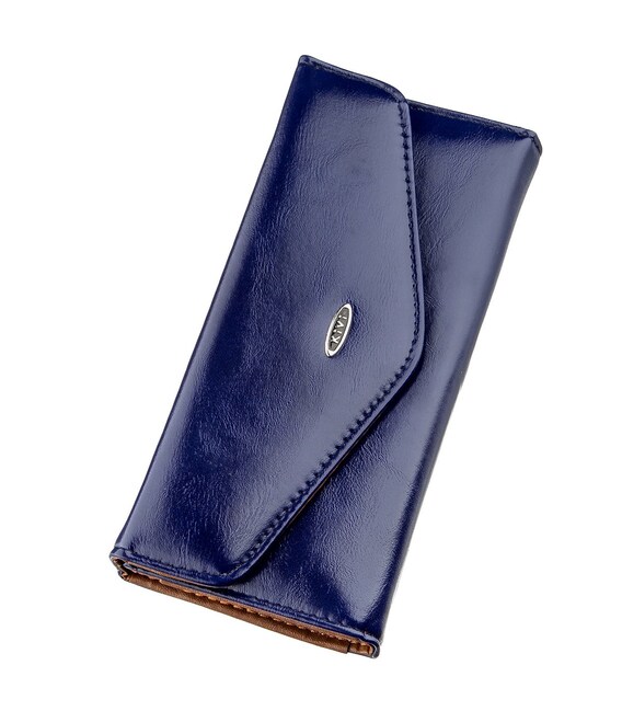 Кошелек женский конверт из гладкой экокожи KIVI 19068 Синий фото, картинка, изображение