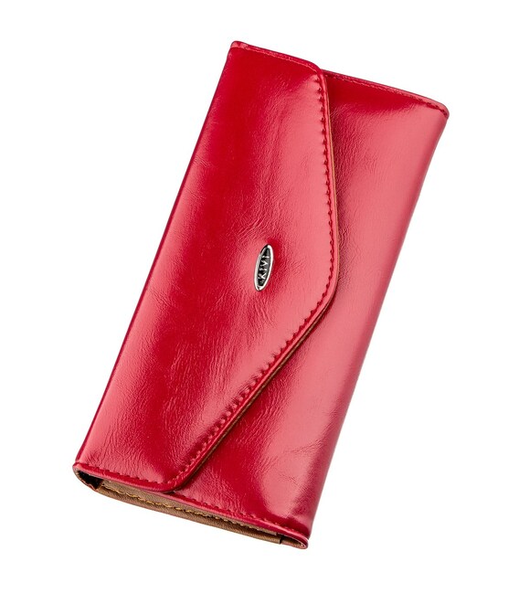 Кошелек женский из гладкой экокожи KIVI 19072 Ярко-розовый фото, картинка, изображение