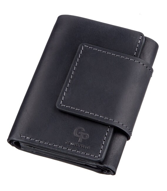 Строгое компактное портмоне унисекс на магните GRANDE PELLE 11204 Черное фото, картинка, изображение
