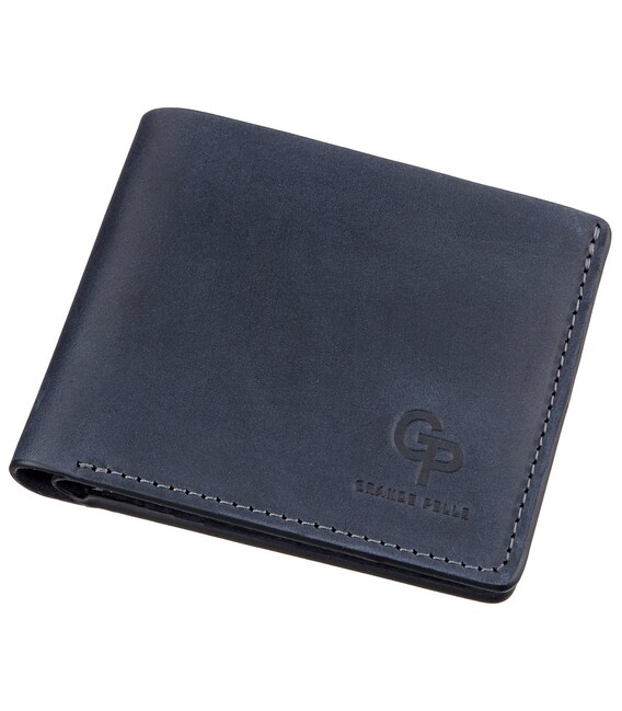 Компактное портмоне унисекс на магните GRANDE PELLE 11209 Синее фото, картинка, изображение