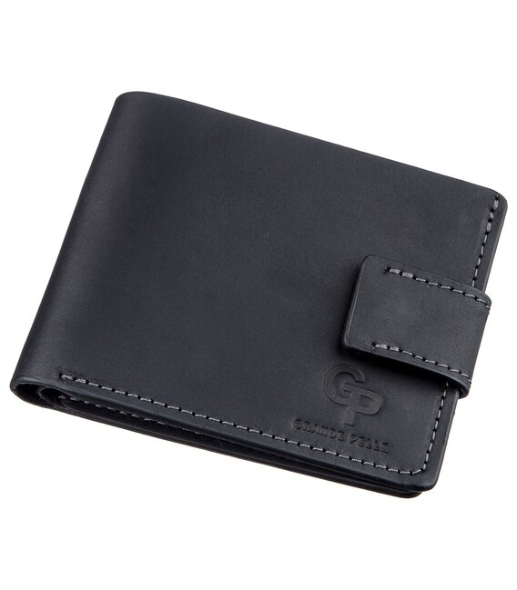 Тонке шкіряне портмоне унісекс GRANDE PELLE 11219 Чорне картинка, зображення, фото