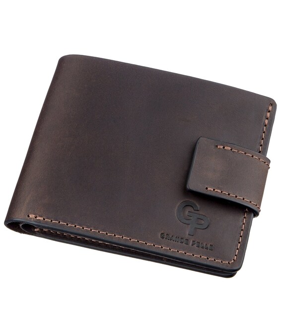 Тонкое кожаное портмоне унисекс GRANDE PELLE 11220 Коричневое фото, картинка, изображение