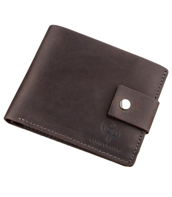 Солидное мужское портмоне винтажное GRANDE PELLE 11230 Коричневое фото, картинка, изображение