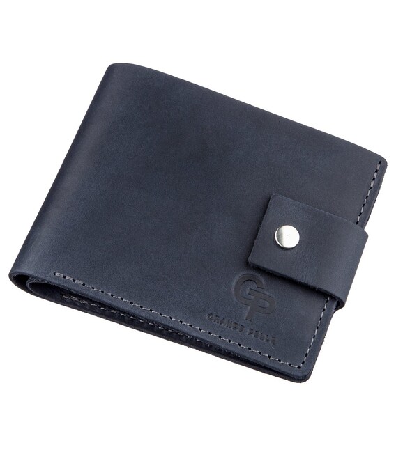 Качественное мужское портмоне в винтажном стиле GRANDE PELLE 11231 Синее фото, картинка, изображение