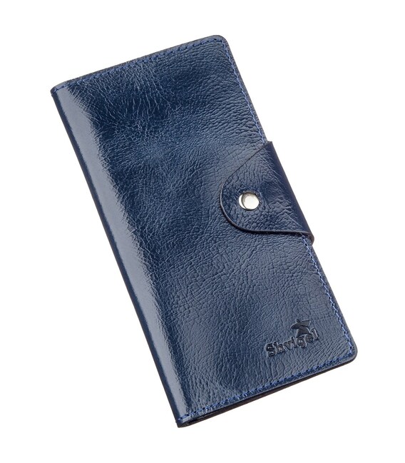 Бумажник унисекс из кожи алькор на кнопках SHVIGEL 16170 Синий фото, картинка, изображение